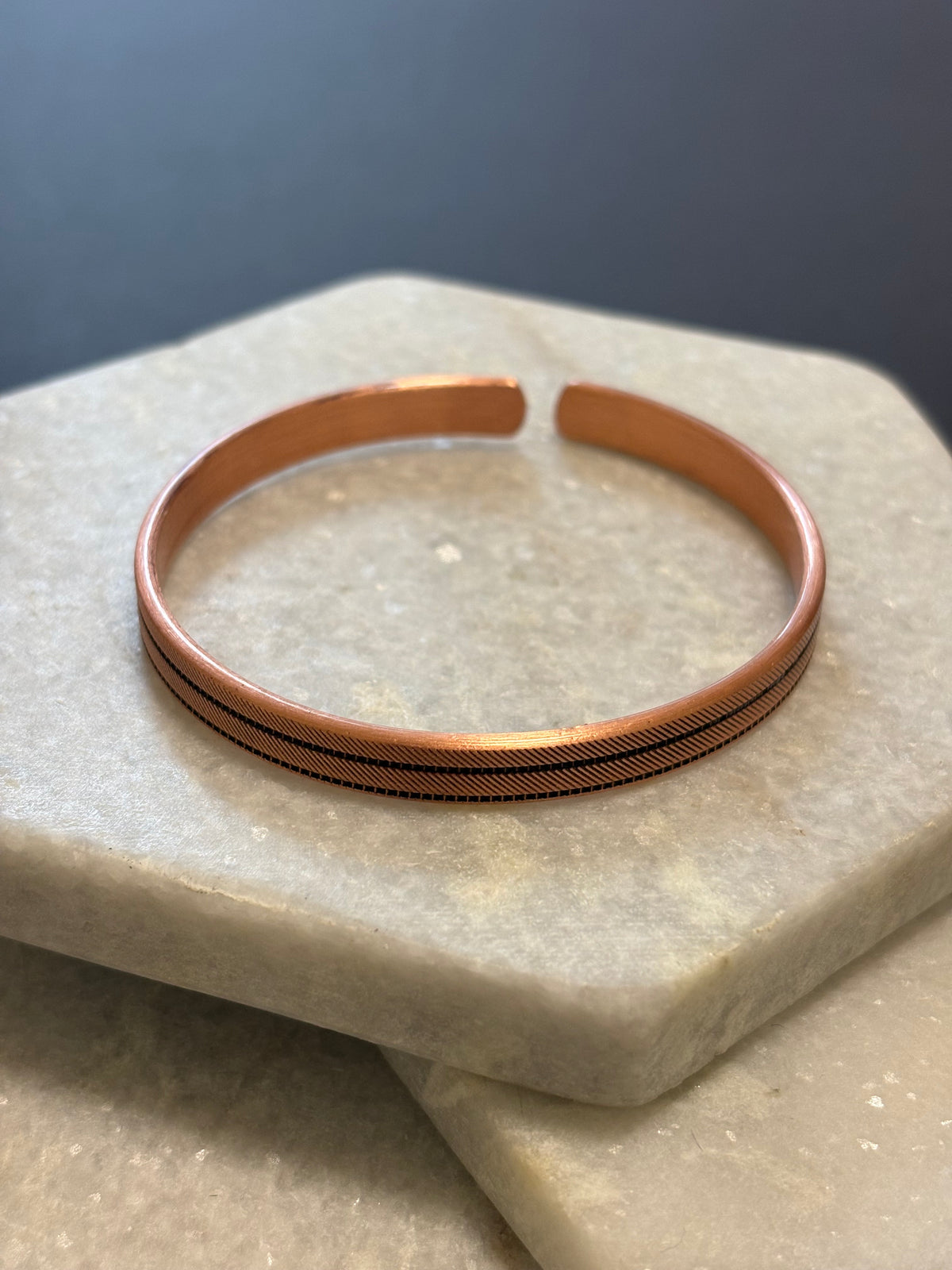 Simple Lined Copper Cuff Bracelet