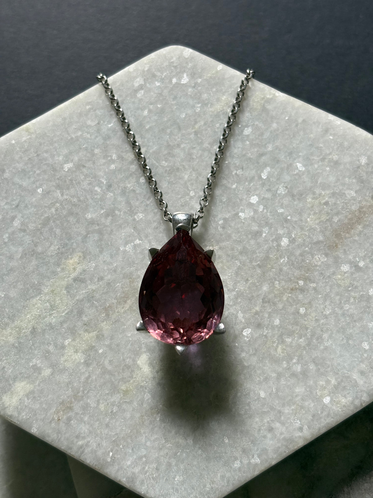 Pear Pink Topaz Necklace
