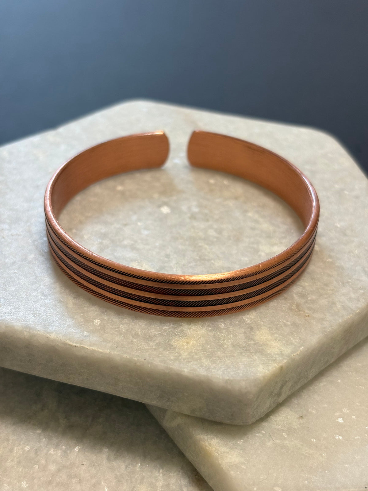 Lined Copper Cuff Bracelet