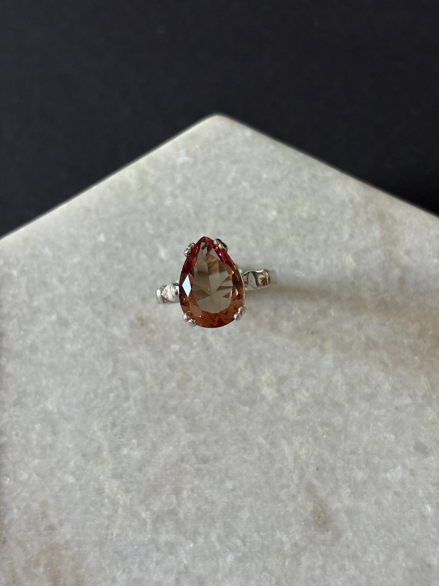 Large Pear Solitaire Ring