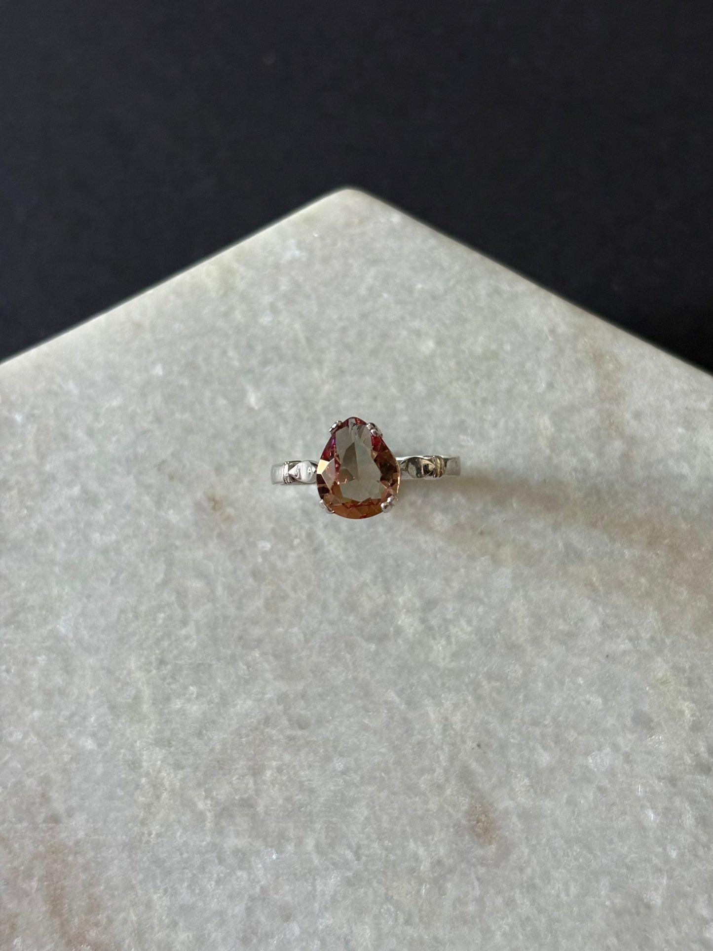 Small Pear Solitaire Ring