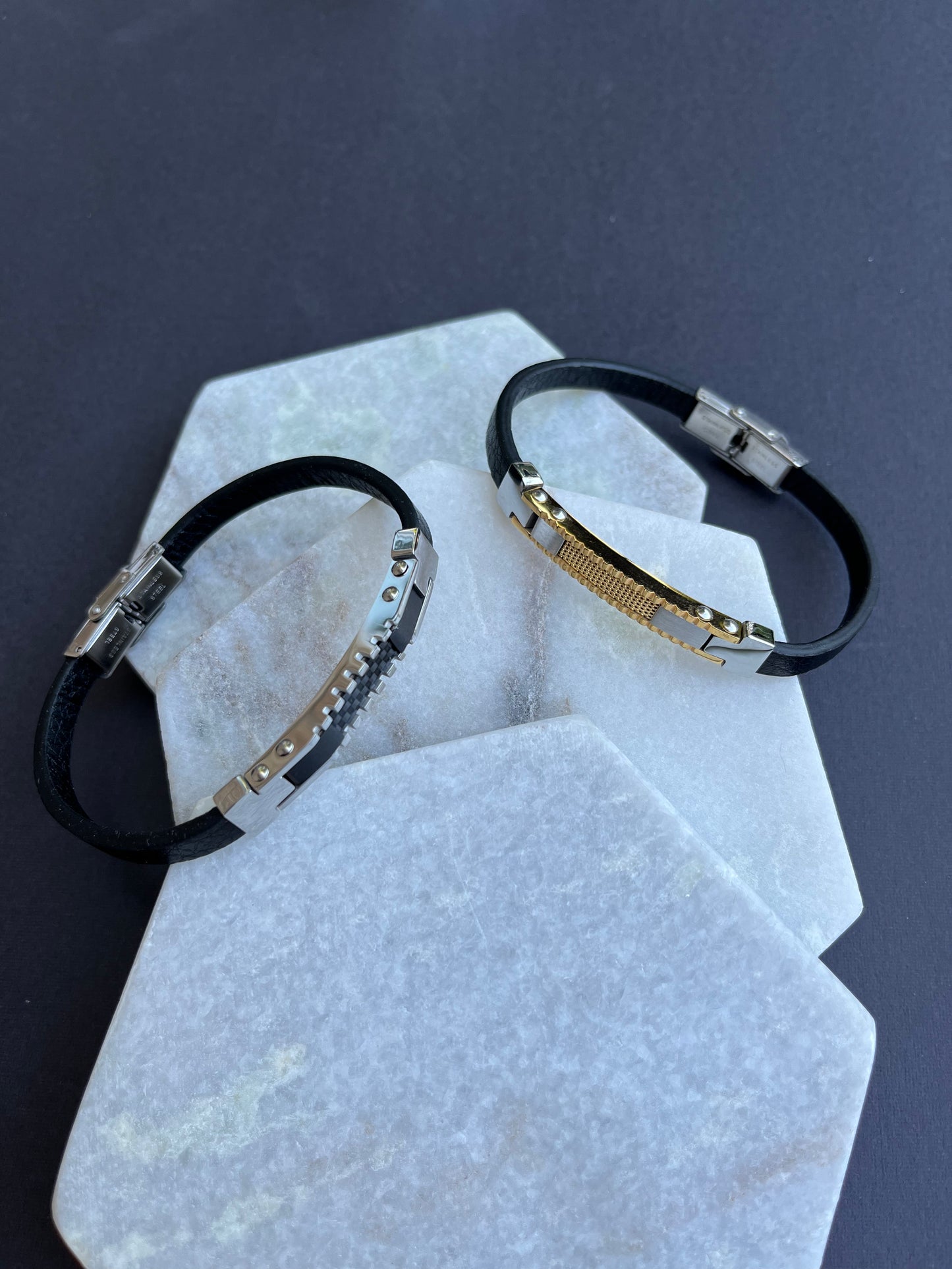 Silver Leather Bracelet