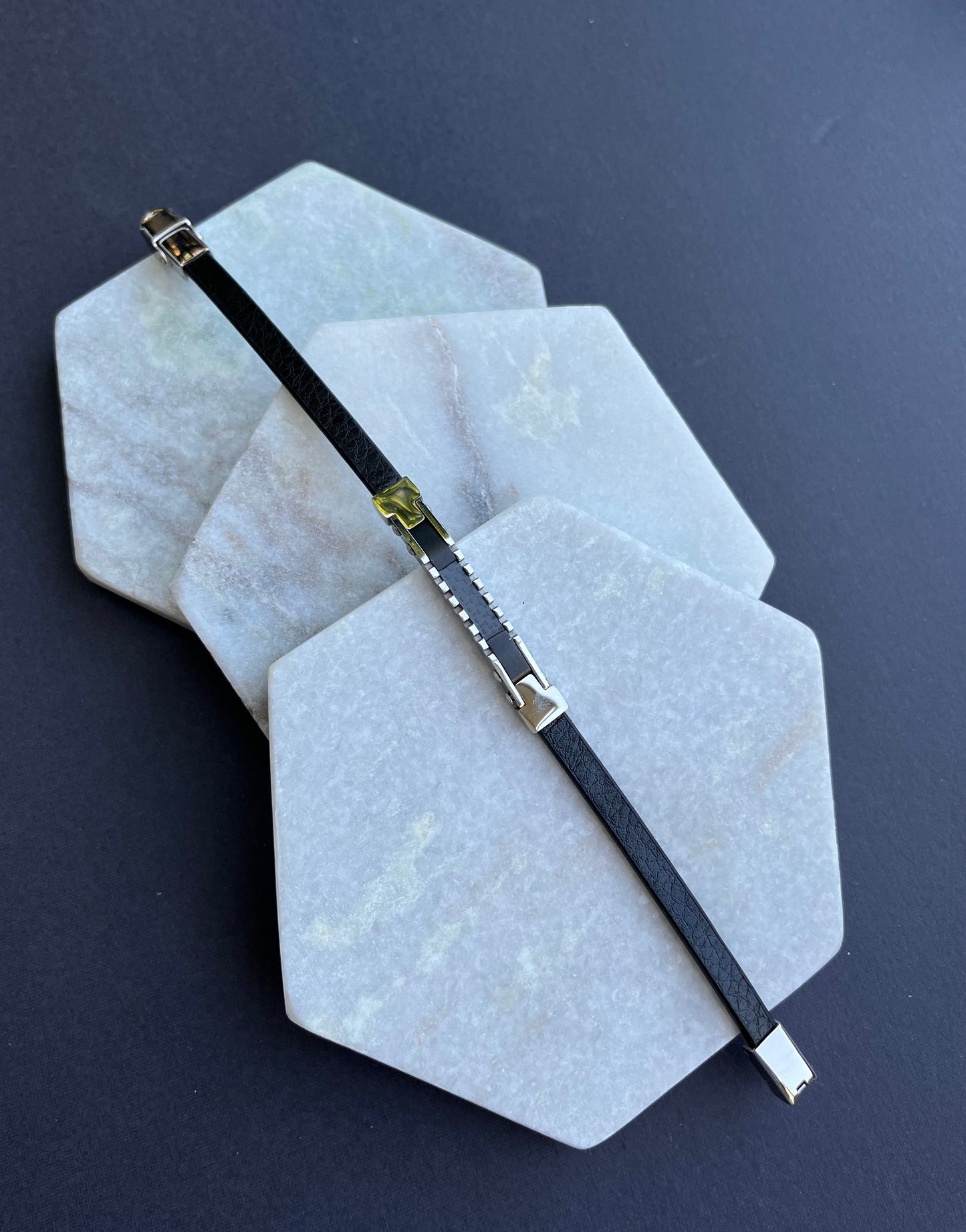 Silver Leather Bracelet