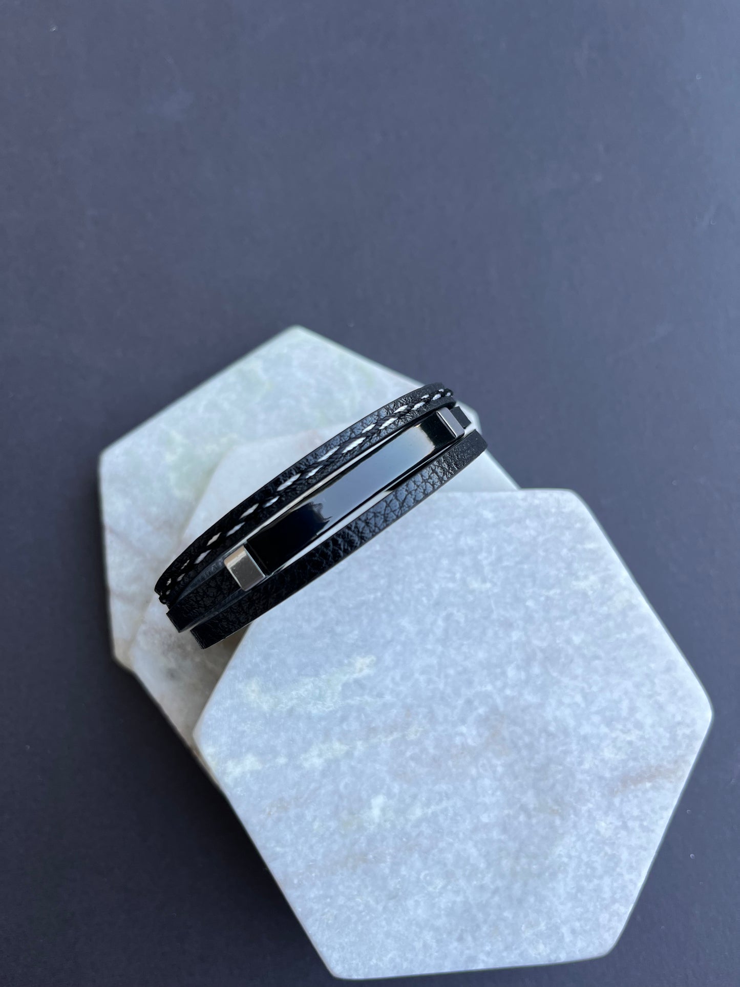 Multi Layered Silver Leather Bracelet