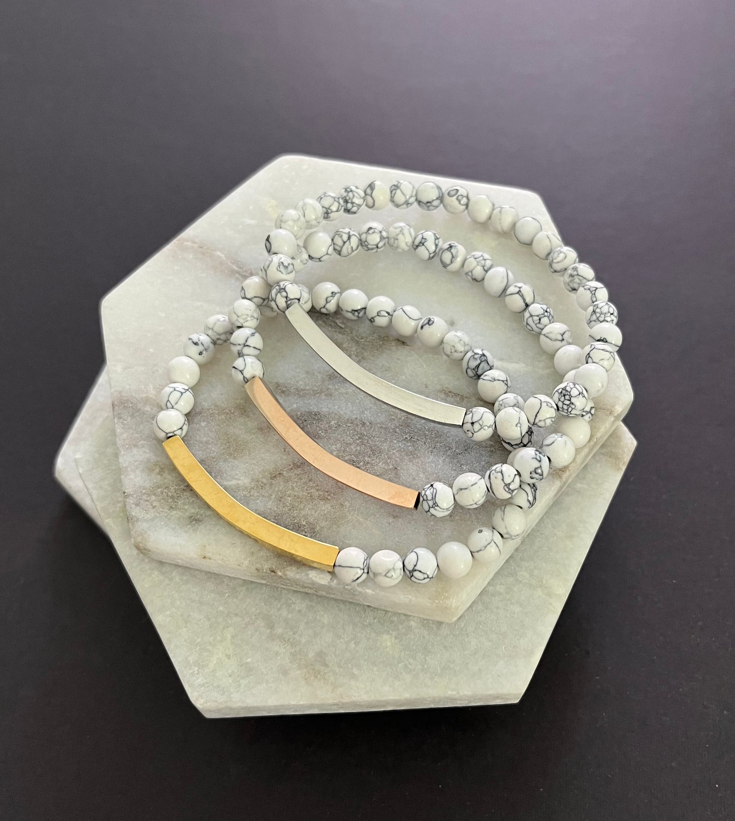 Howlite Bar Bracelet Set