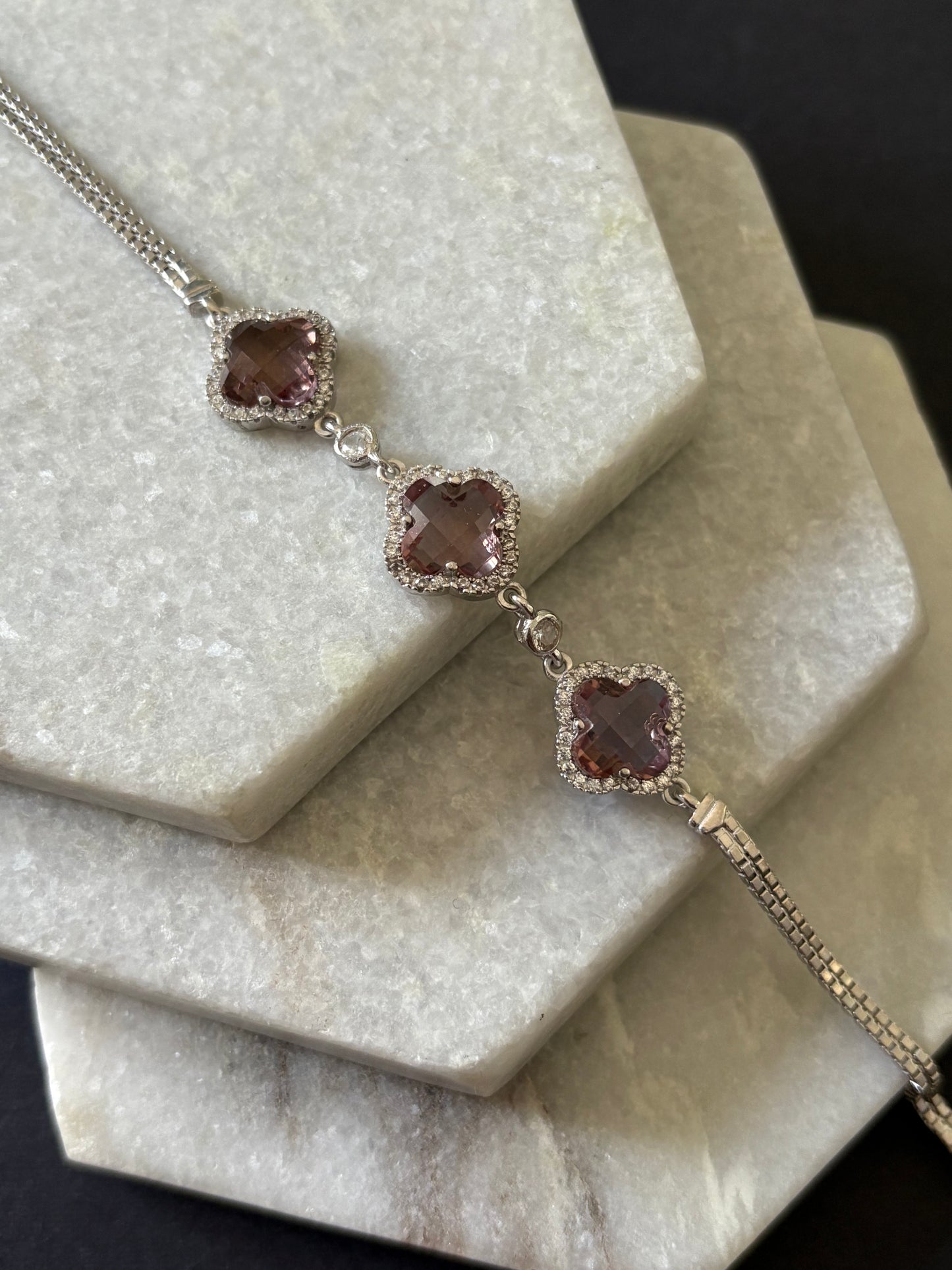 Mini Pavé Link Clover Bracelet