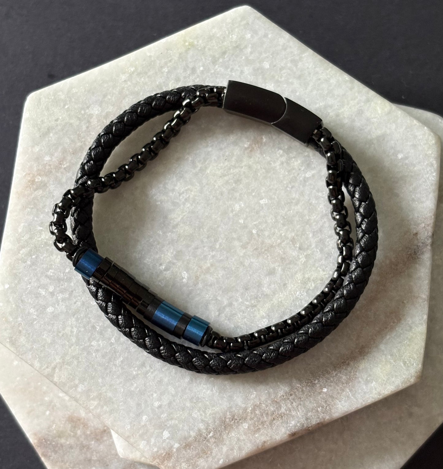 Blue Chrome Tube Bracelet