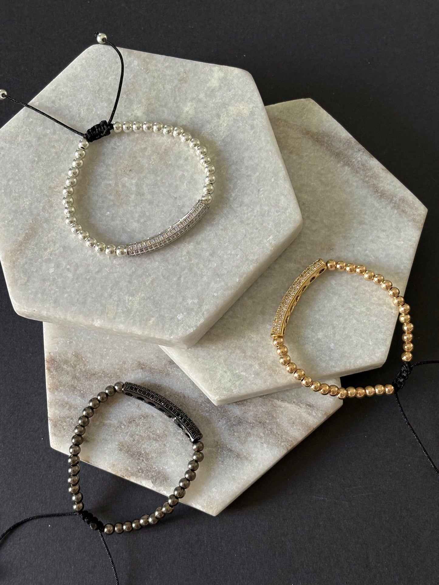 Adjustable Pavé Band Stainless Steel Bracelet