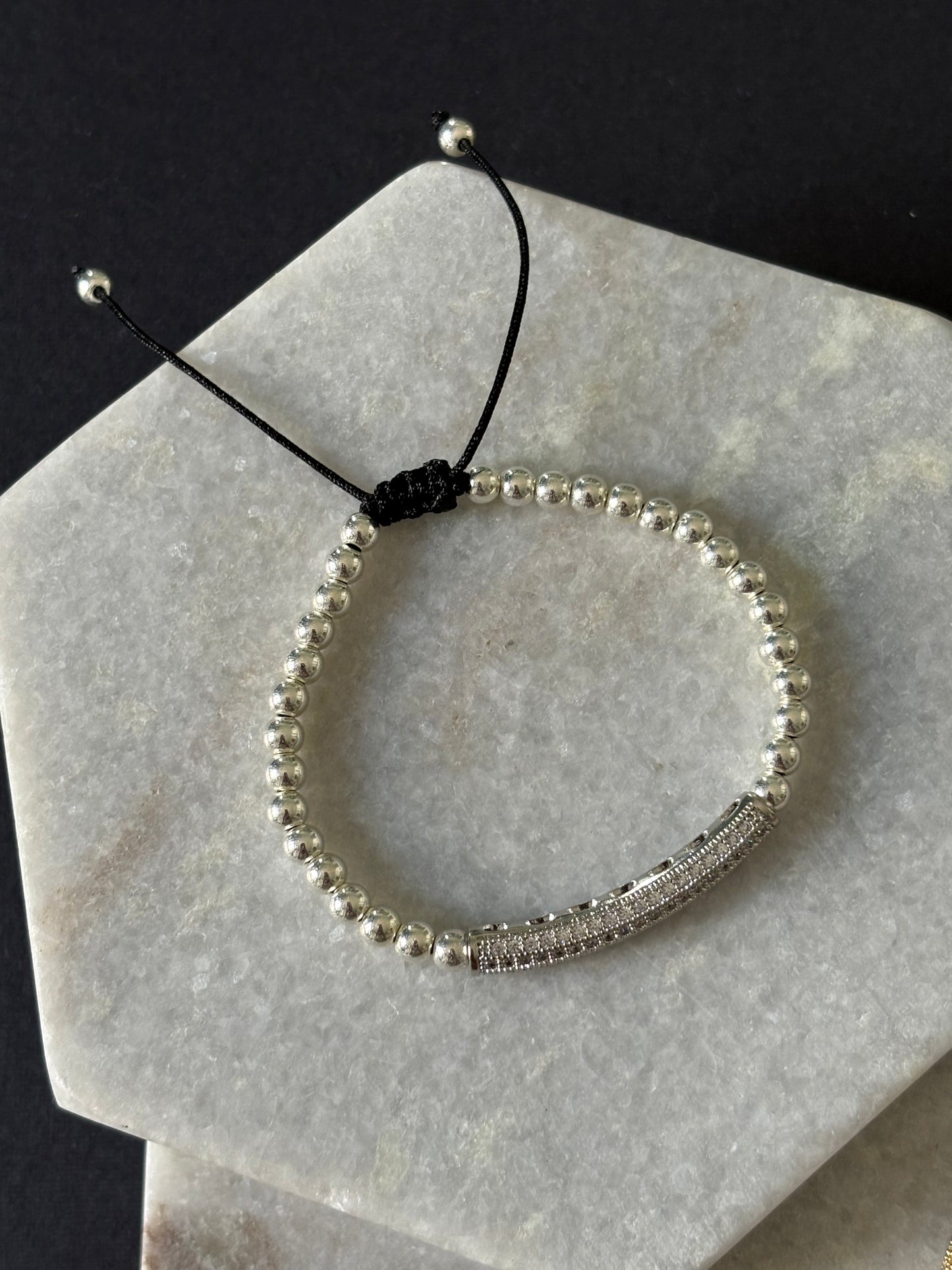 Adjustable Pavé Band Stainless Steel Bracelet
