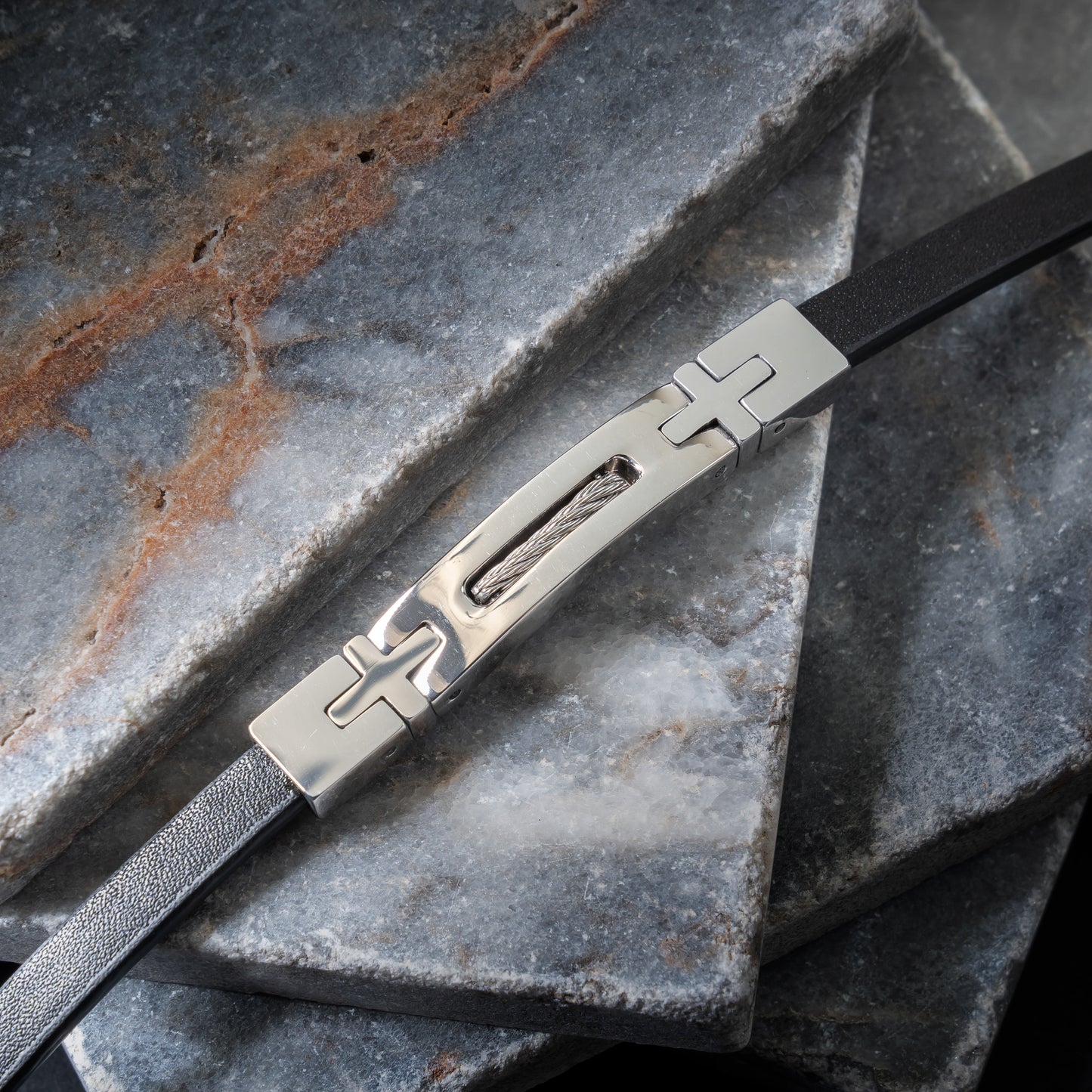 Stainless Steel Leather Bracelet