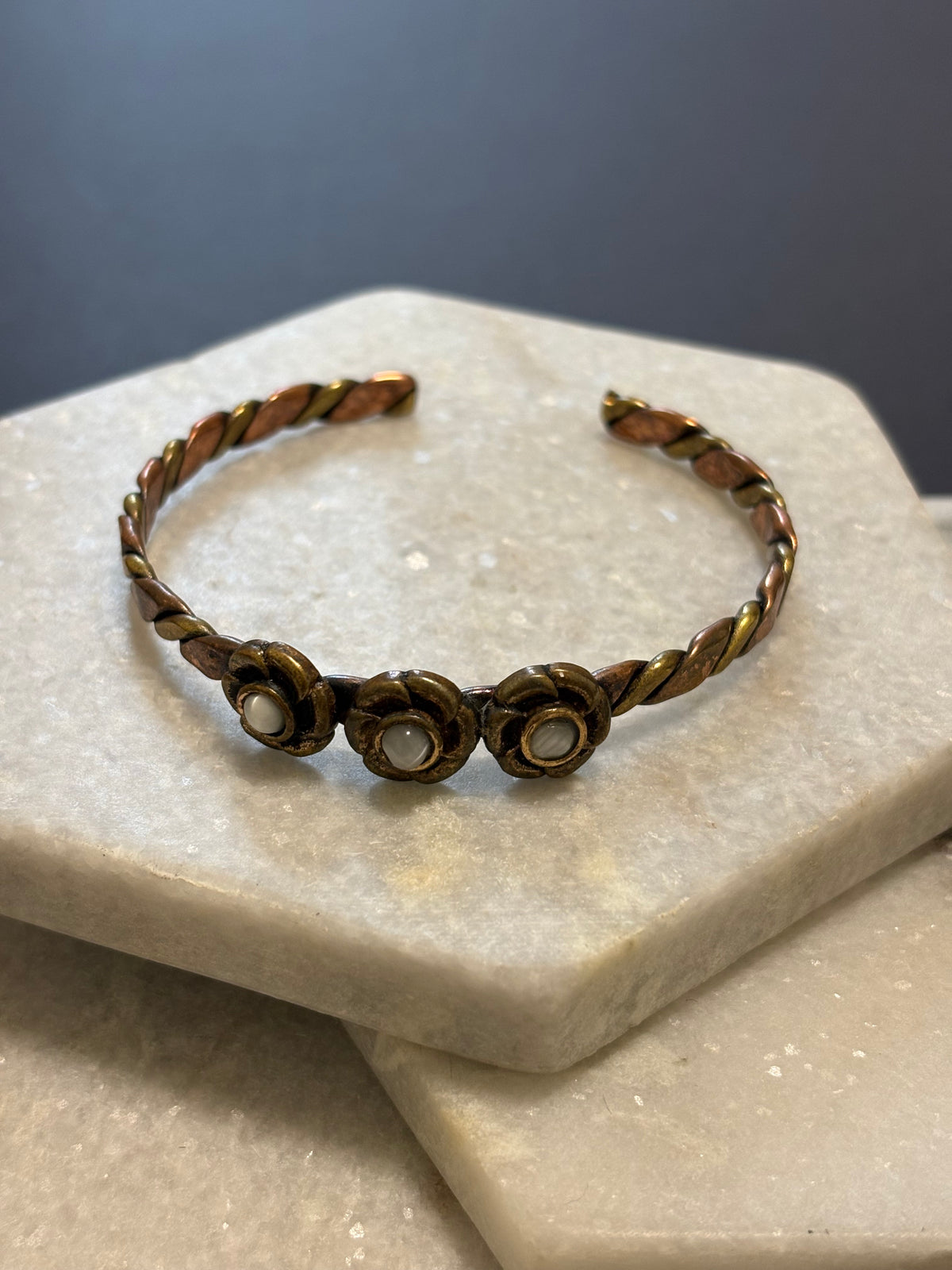 Floral Copper Cuff Bracelet