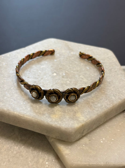 Floral Copper Cuff Bracelet