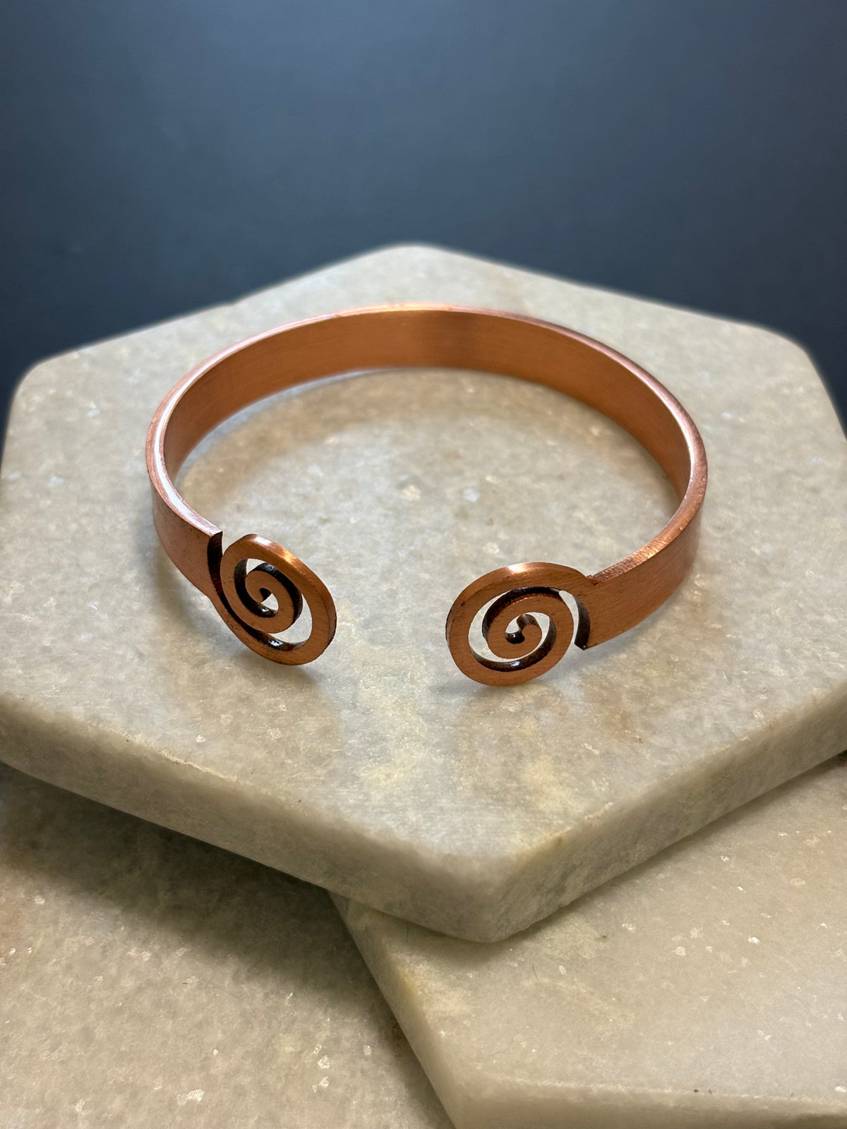 Double Swirl Copper Cuff Bracelet