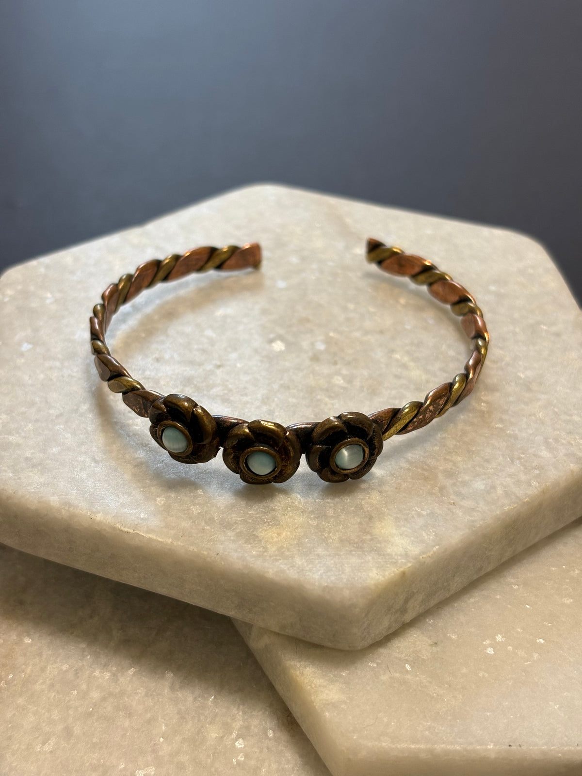 Floral Copper Cuff Bracelet