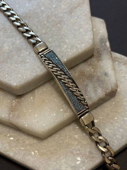 Blue Cuban Chain Bracelet