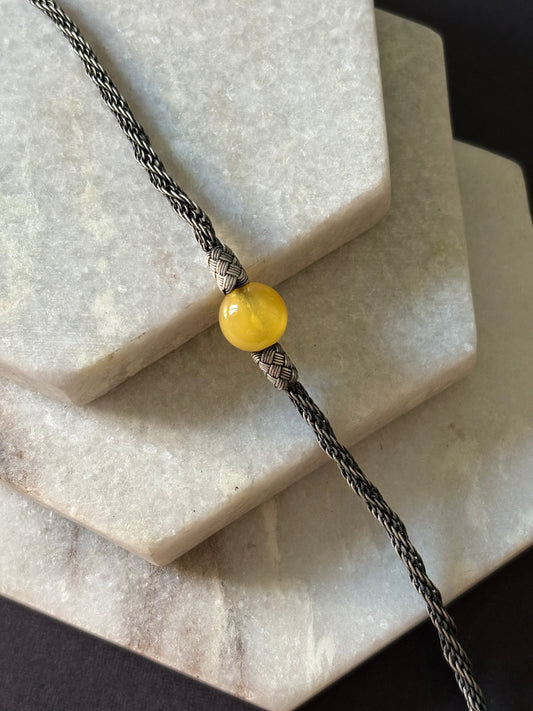 Amber Silver Thread Bracelet
