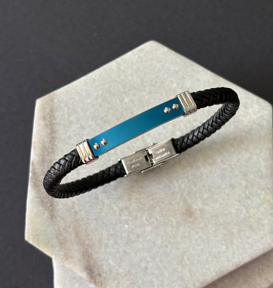 Blue Chrome Braided Bracelet