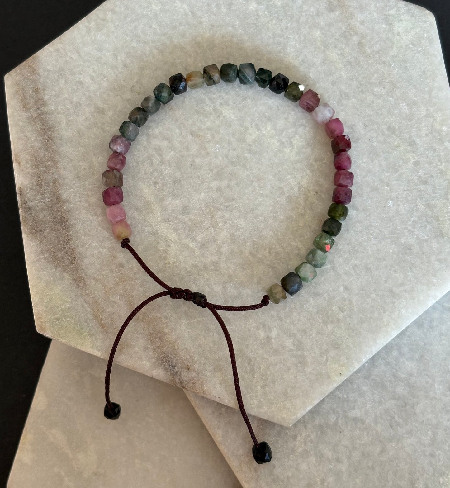 Adjustable Square Tourmaline Bracelet
