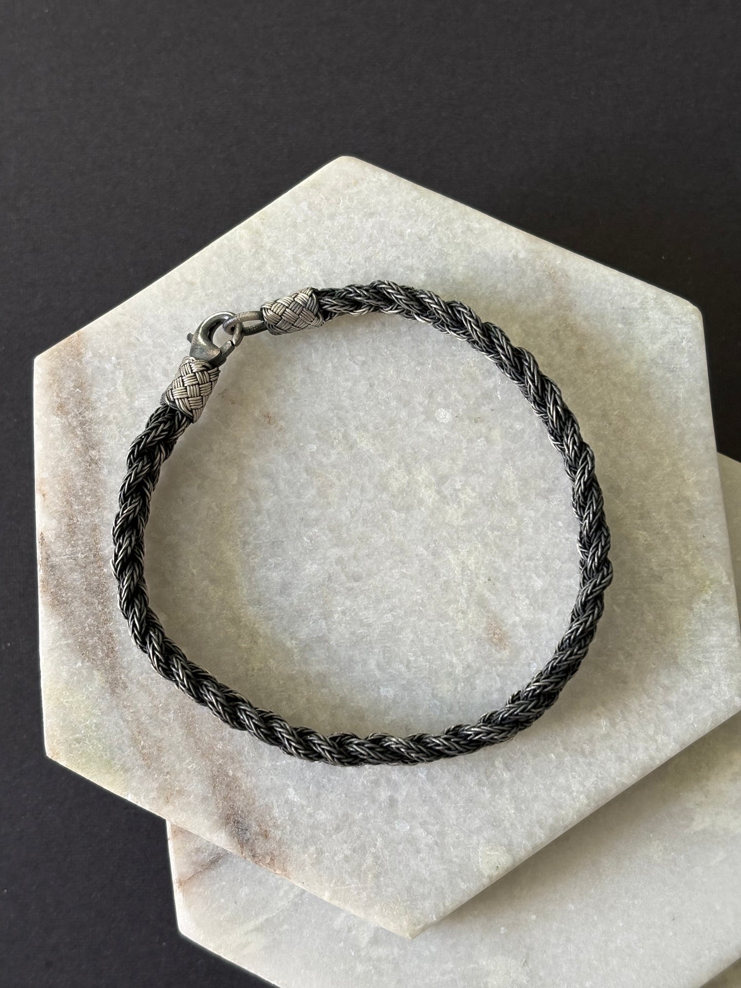 Double Braid Silver Thread Bracelet