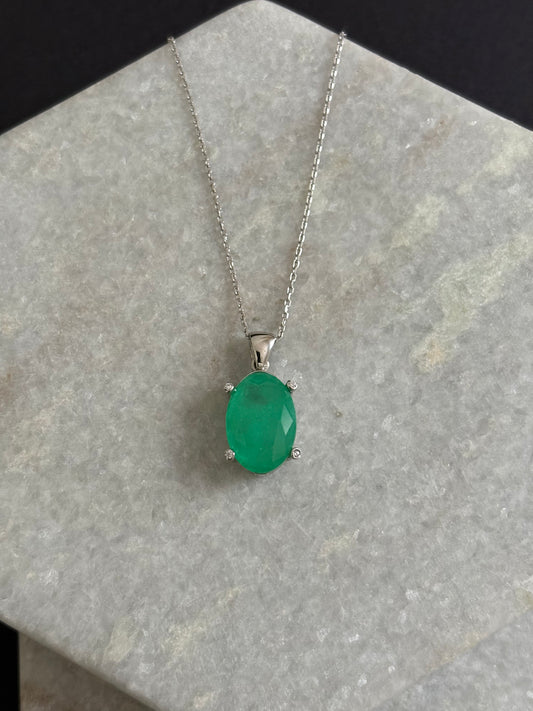 Oval Green Tourmaline Necklace
