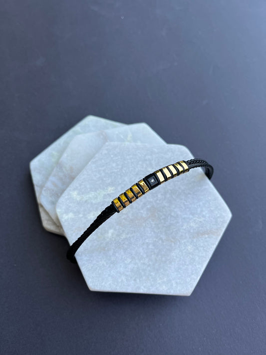 Multi Layered Gold Leather Bracelet