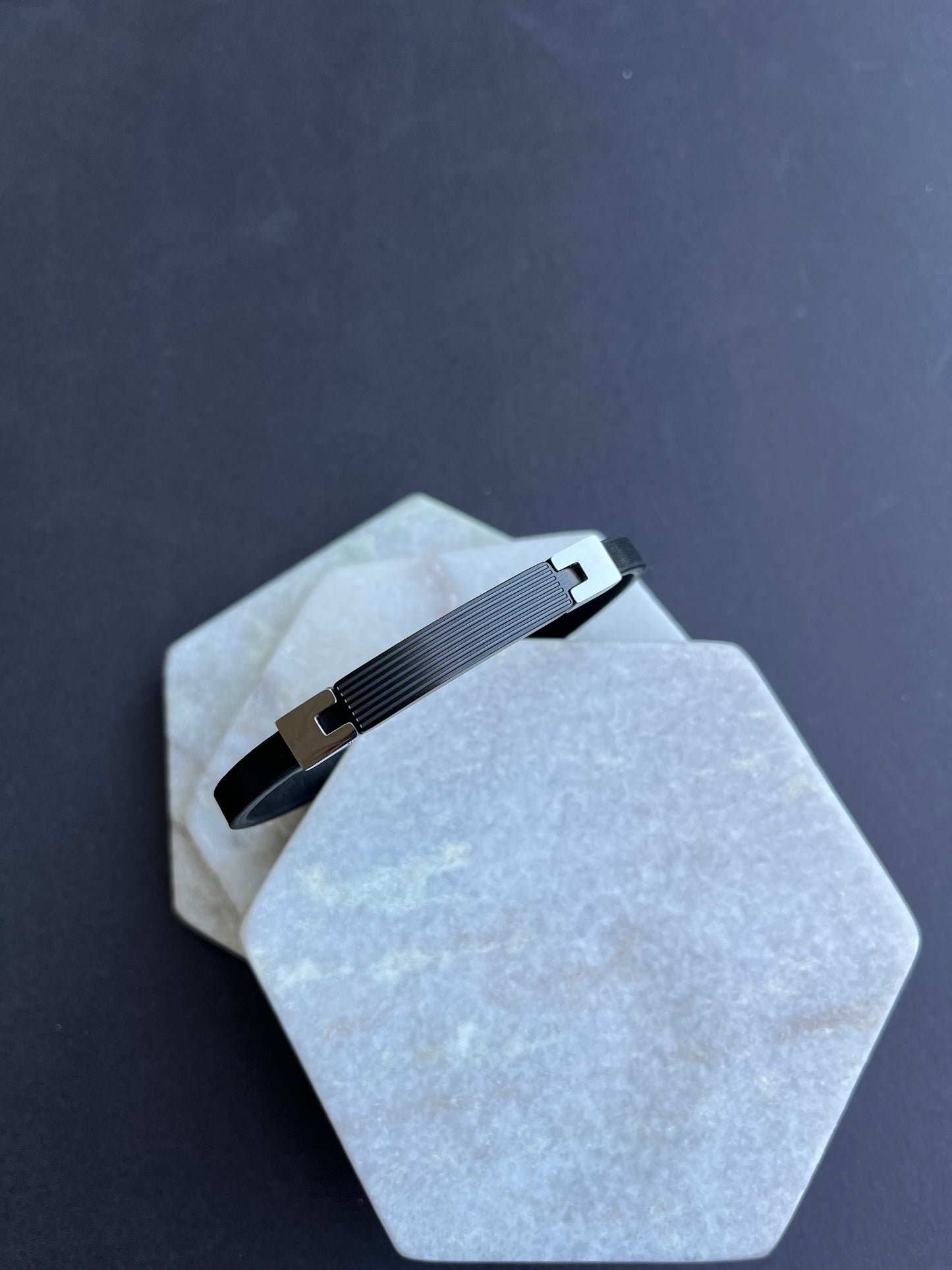 Silver Leather Bracelet