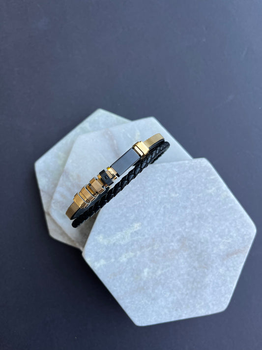 Multi Layered Gold Leather Bracelet