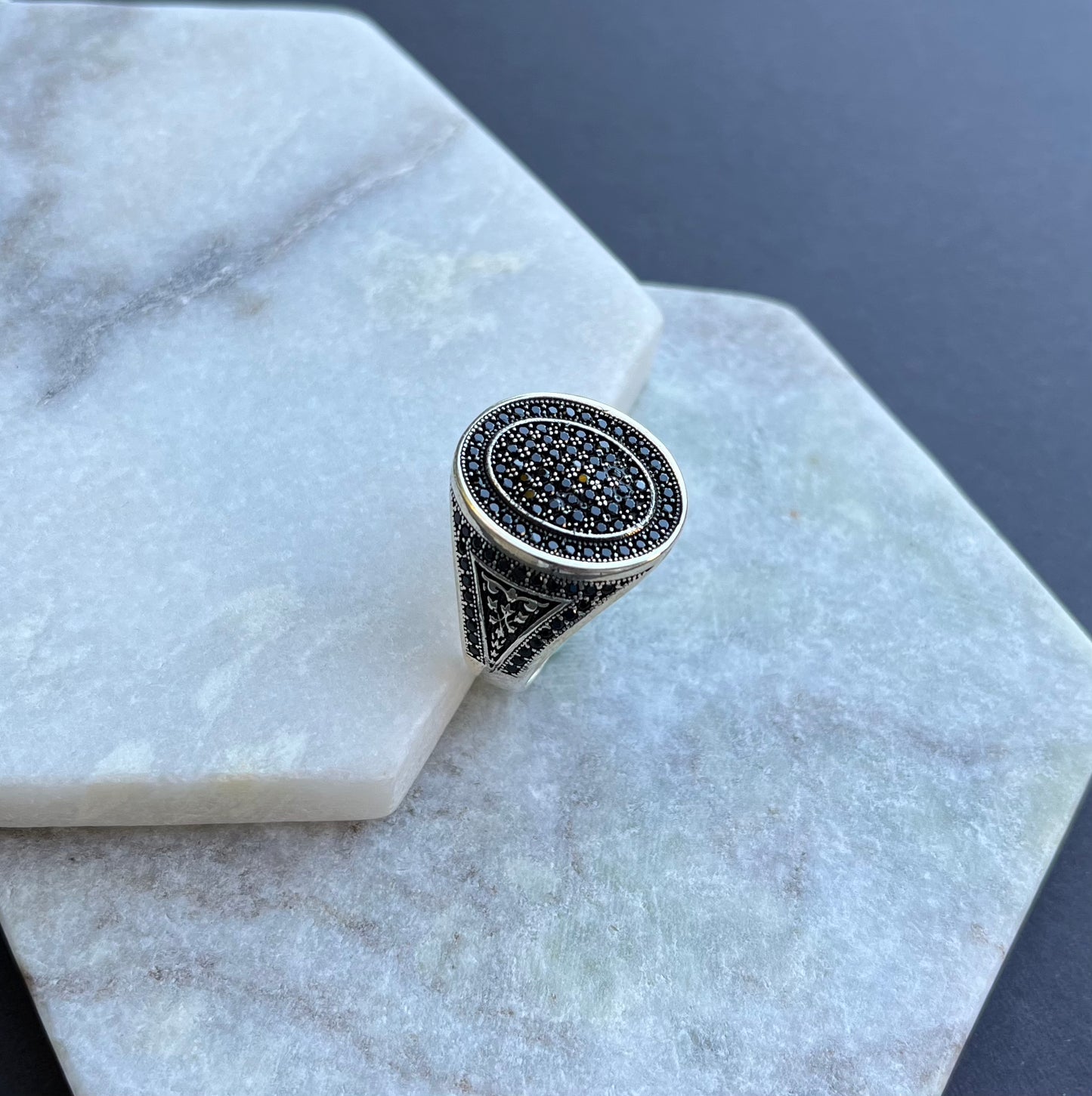 Black Zirconia Silver Ring S925