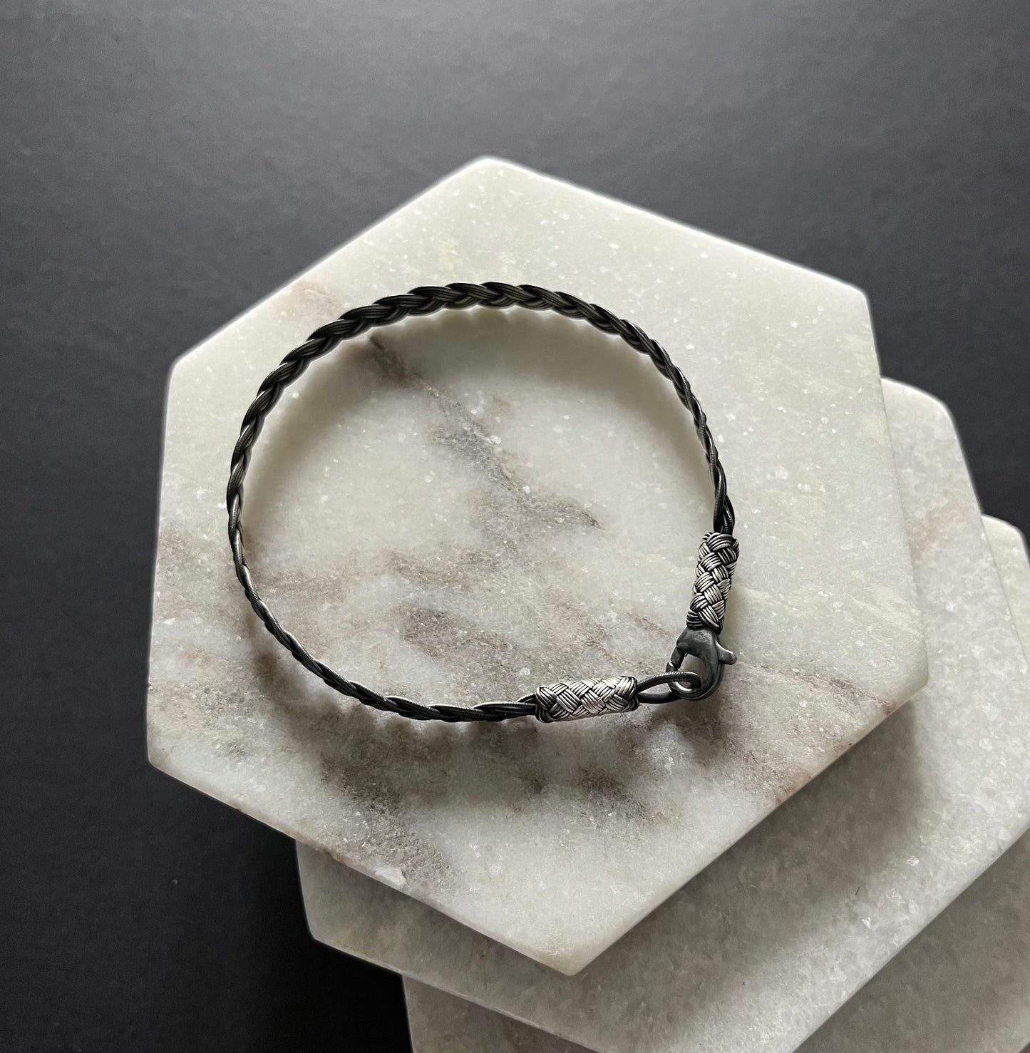 Herringbone Silver Thread Bracelet