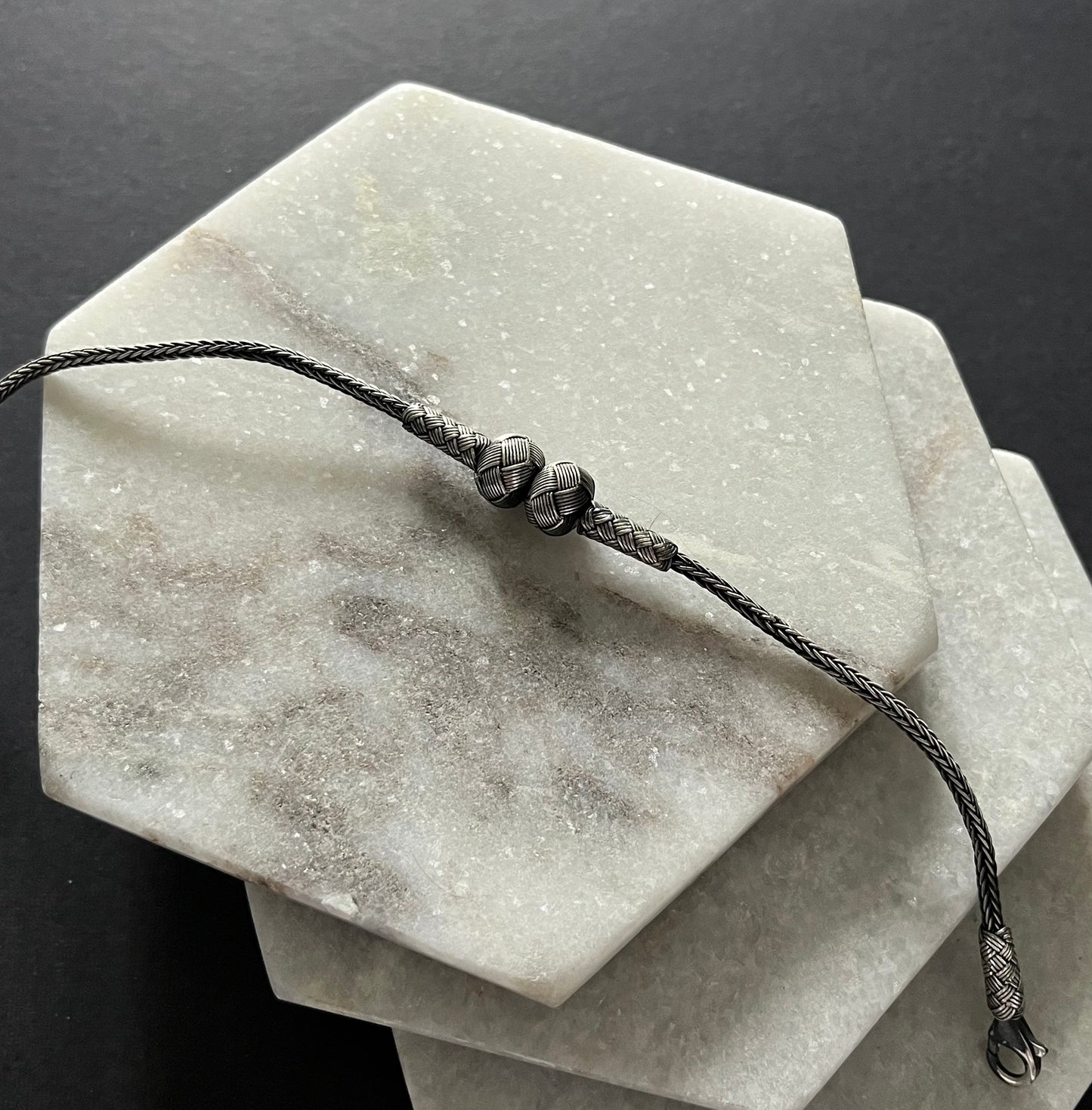 Double Bead Silver Thread Bracelet