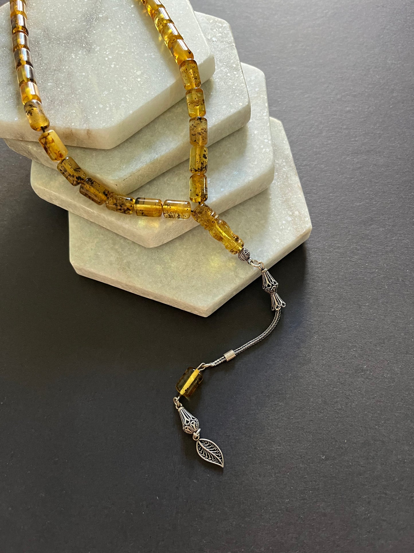 Baltic Amber & Silver Rosary