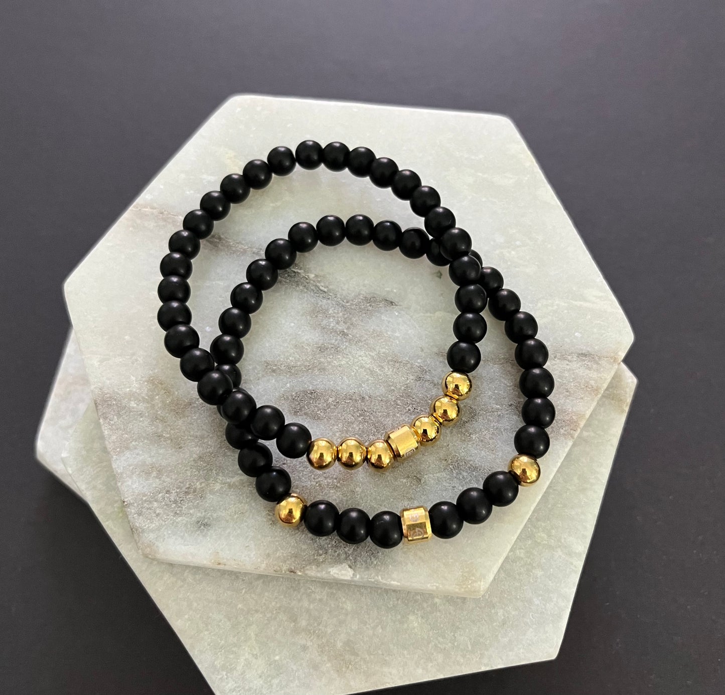 Black Onyx Accent Bracelet Set