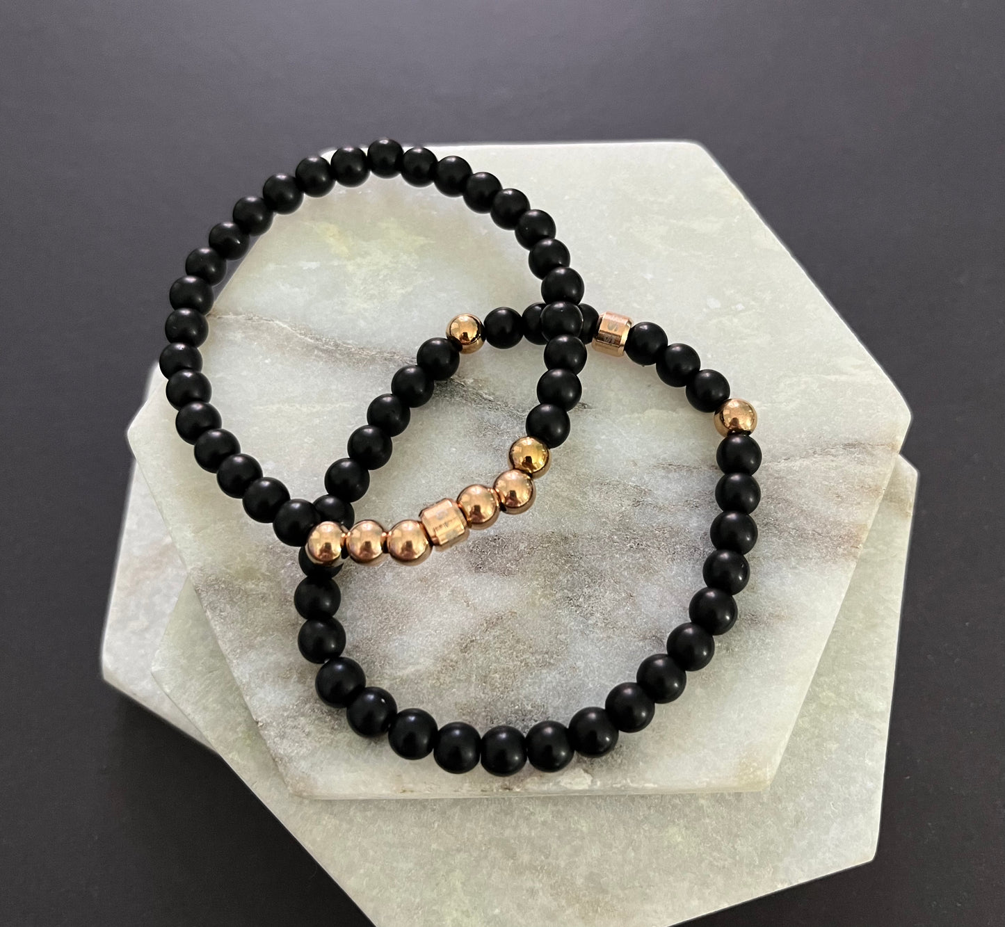 Black Onyx Accent Bracelet Set