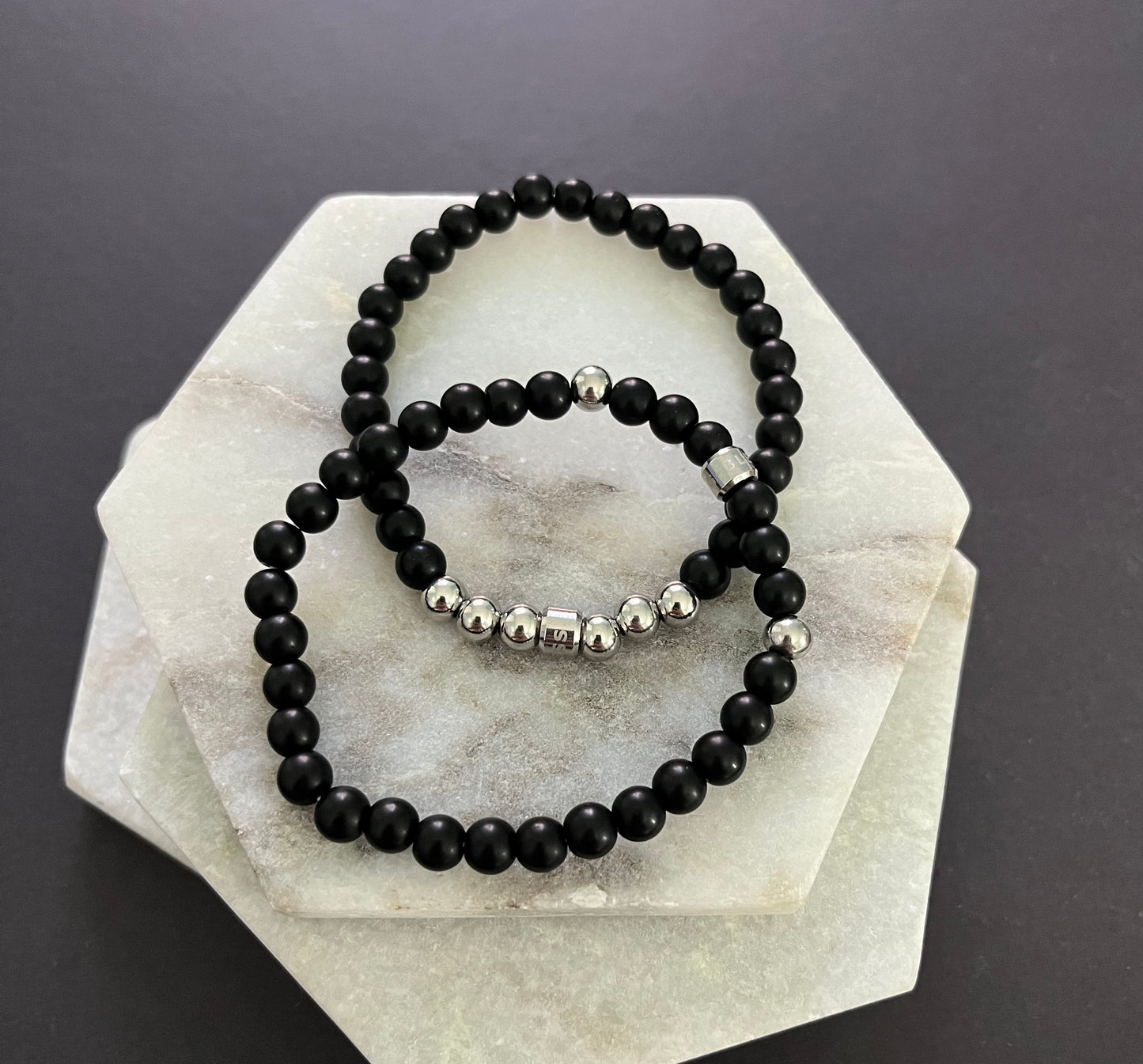 Black Onyx Accent Bracelet Set