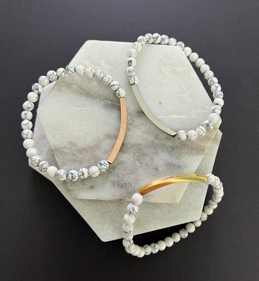 Howlite Bar Bracelet Set