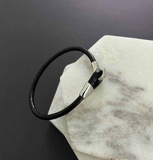 Sleek Leather Hook Bracelet