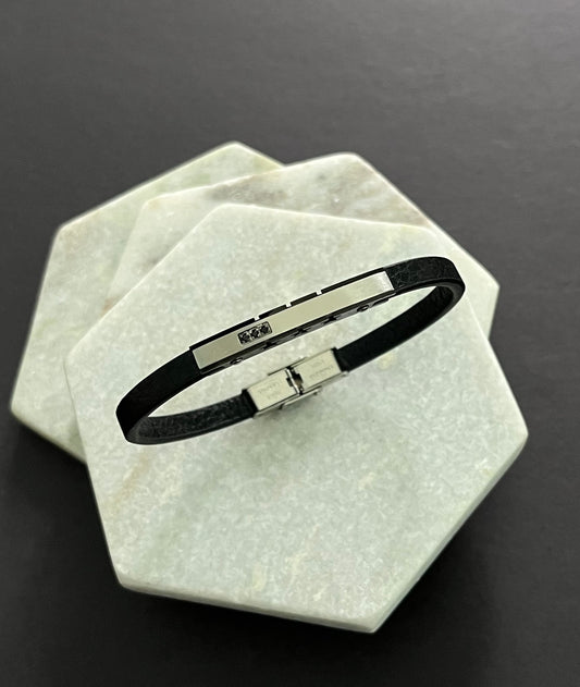 Star Silver Leather Bracelet