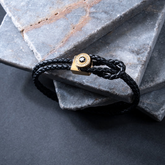 Double Knot Rose Gold Braided Leather Bracelet